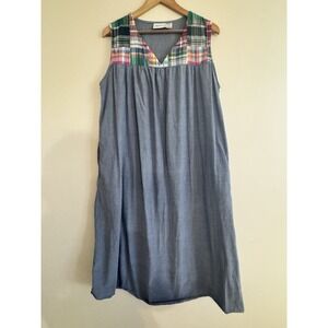 Vermont Country Store Jean Dress Denim Patchwork Womens Size Xl Cotton Modest